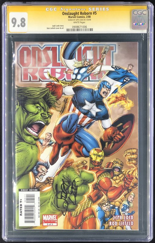 Onslaught Reborn #5 (Marvel Comics), CGC 9.8 graded comic book, Signature Series label — front cover in its holder