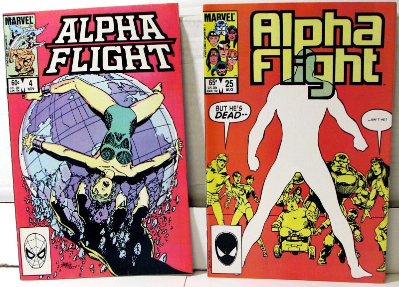 Alpha Flight Lot of 2 #4, 25 1983 Marvel Guardian Shaman Snowbird Aurora Comics (Marvel Comics, 1983), raw, ungraded comic book — front cover