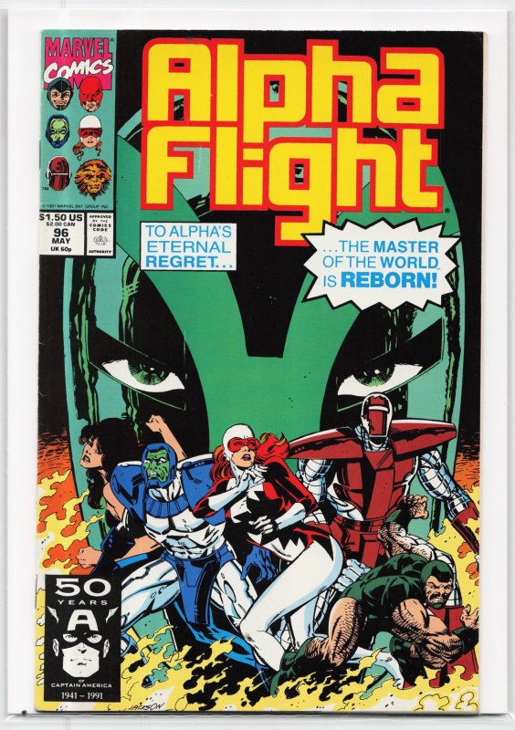 Alpha Flight #96 (Marvel Comics, 1991), raw, ungraded comic book — front cover