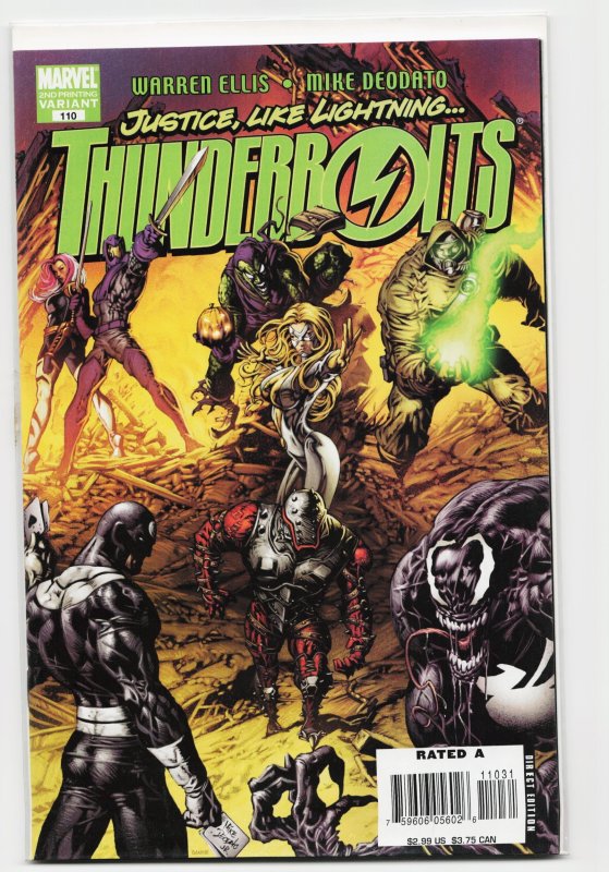 Thunderbolts #110 (Marvel Comics, 2007), raw, ungraded comic book — front cover