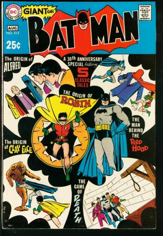 Batman #213 (DC Comics, 1969), raw comic book in VF- condition — front cover