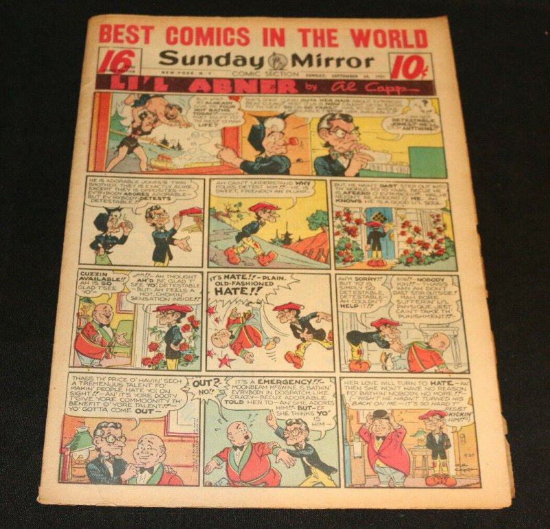 1951 Sunday Mirror Weekly Comic Section September 30th (VF) Superman Boring (1951), raw comic book in VF condition — front cover