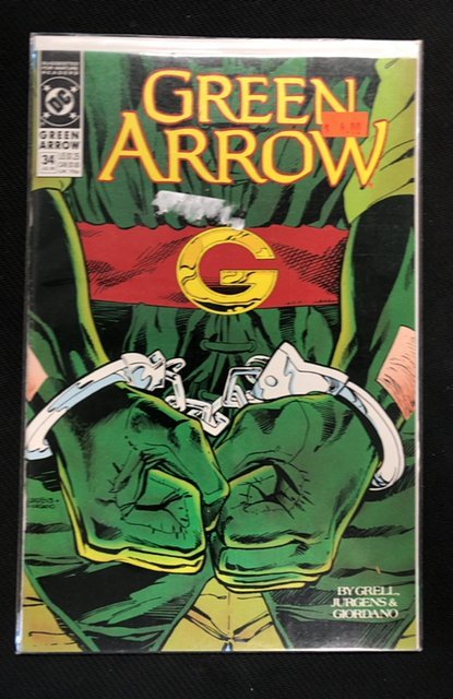 Green Arrow #34 (DC Comics, 1990), raw, ungraded comic book — front cover