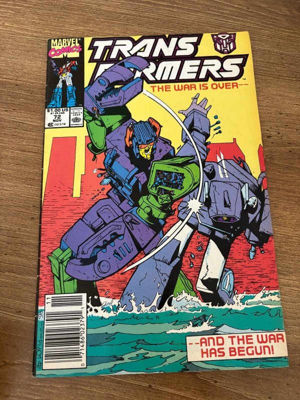 Transformers #72 (Marvel Comics), raw comic book in FN/VF condition — front cover
