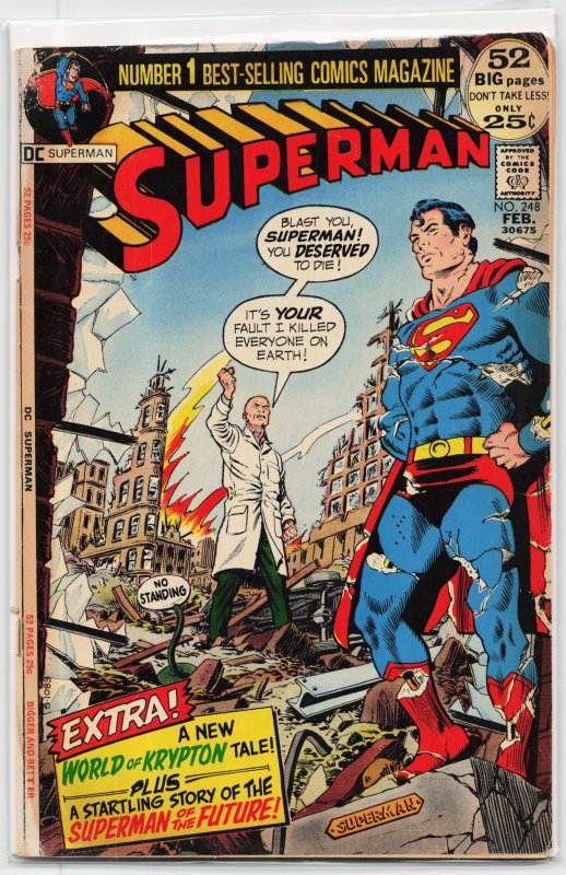 Superman #248 (DC Comics, 1972), raw, ungraded comic book — front cover