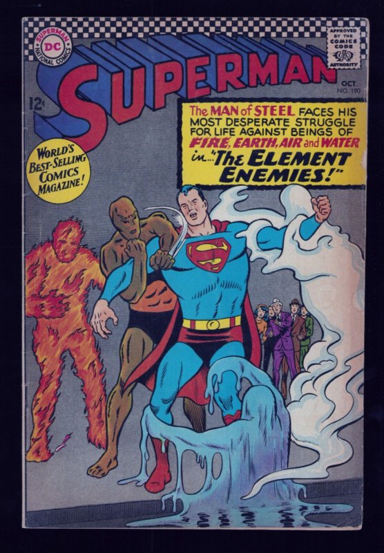 Superman #190 (DC Comics, 1966), raw comic book in 4.5 condition — front cover