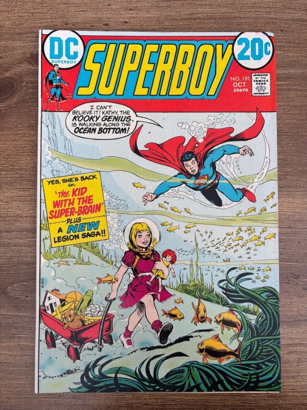 Superboy #191 (DC Comics, 1972), raw comic book in VF/NM condition — front cover