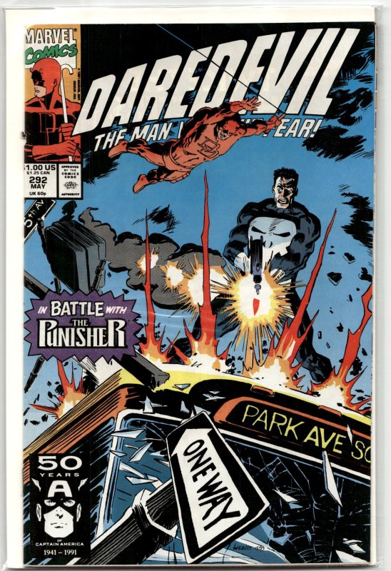 Daredevil #292 (Marvel Comics, 1991), raw, ungraded comic book — front cover