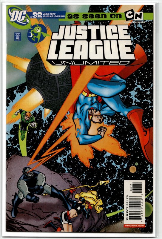 Justice League Unlimited #32 (2007), raw, ungraded comic book — front cover