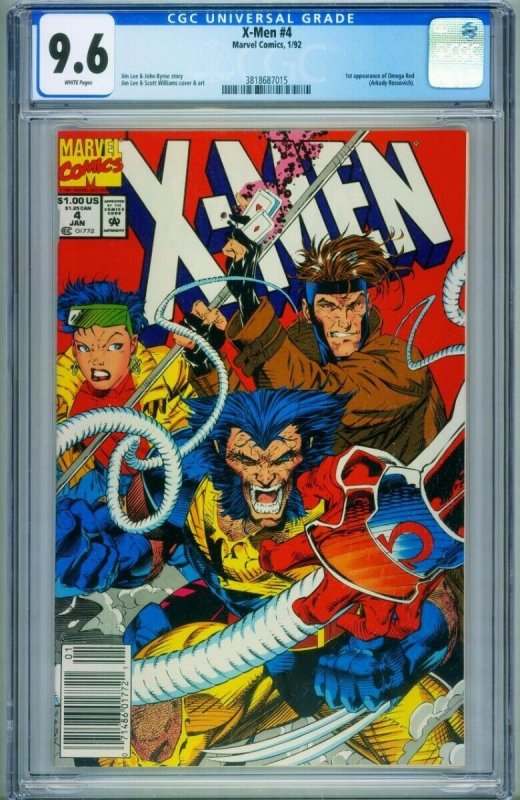 X-Men #4 (Marvel Comics), CGC 9.6 graded comic book, Universal Blue label — front cover in its holder