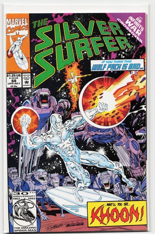Silver Surfer #68 (Marvel Comics, 1992), raw, ungraded comic book — front cover