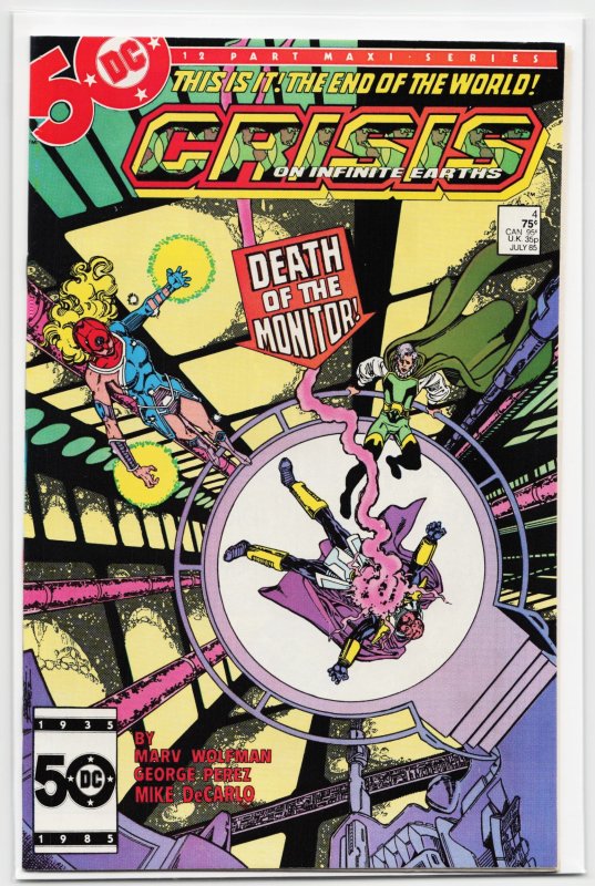 Crisis on Infinite Earths #4 (DC Comics, 1985), raw, ungraded comic book — front cover