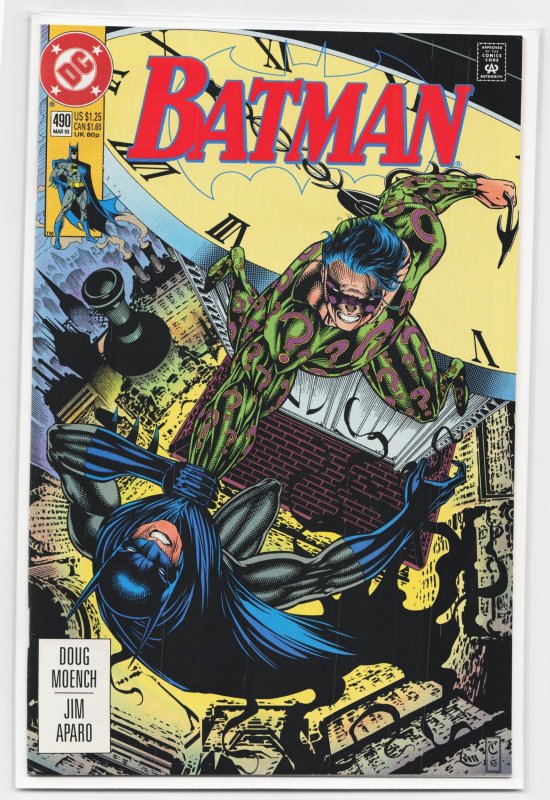Batman #490 (DC Comics, 1993), raw, ungraded comic book — front cover