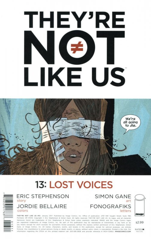 They're Not Like Us #13 (Image Comics, 2014), raw comic book in VF/NM condition — front cover