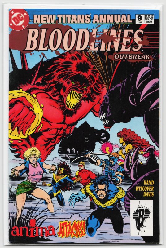 The New Titans Annual #9 (DC Comics, 1993), raw, ungraded comic book — front cover