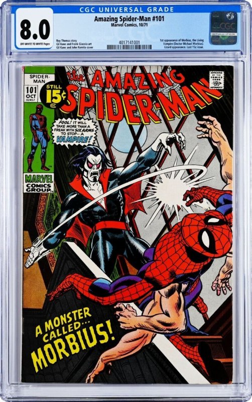 Amazing Spider-Man #101 (Marvel Comics, 1971), CGC 8.0 graded comic book, Universal Blue label — front cover in its holder