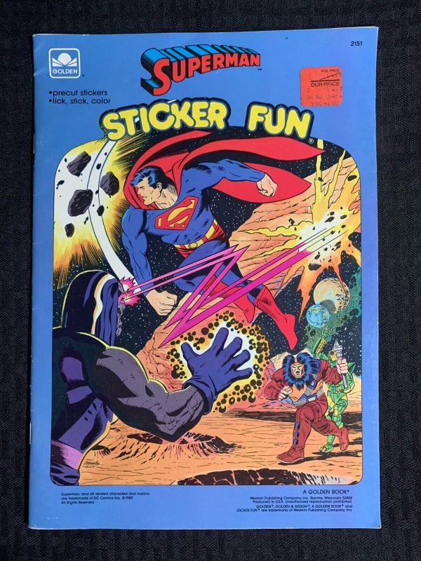 1989 Superman Sticker Fun FN 6.0 Golden Books 2151 (1989), raw comic book in FN 6.0 condition — front cover