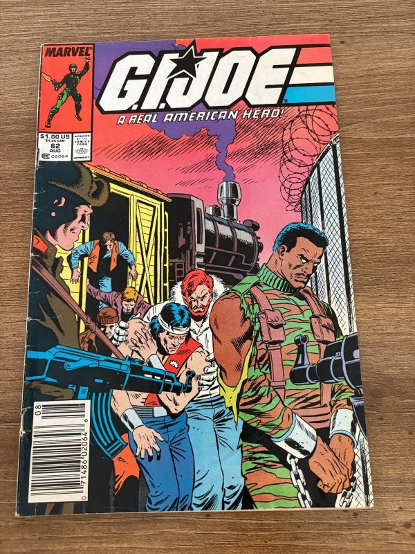 G.I. Joe #62 (Marvel Comics), raw comic book in FN condition — front cover