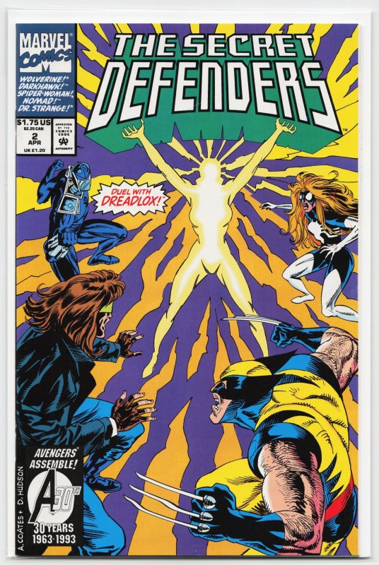 Secret Defenders #2 (1993), raw, ungraded comic book — front cover