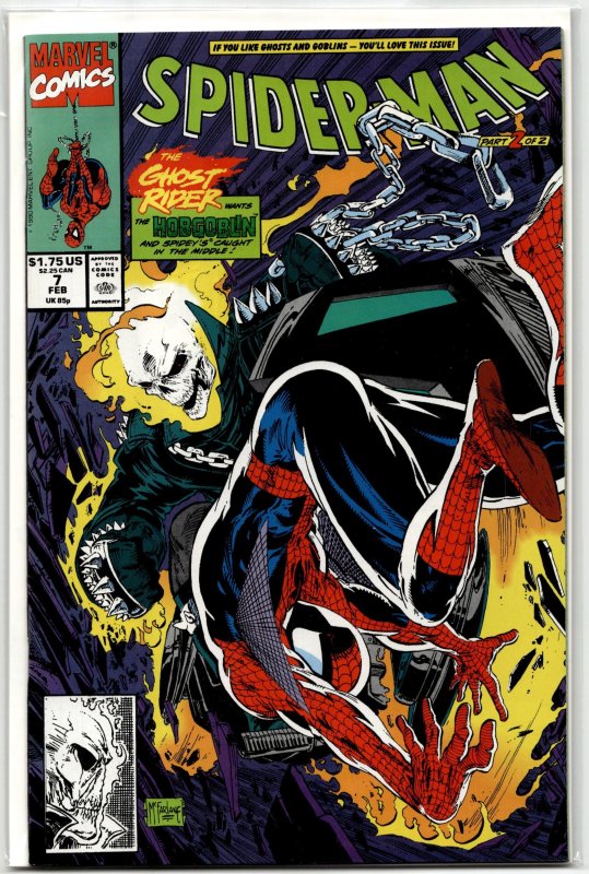 Spider-Man #7 (Marvel Comics, 1991), raw, ungraded comic book — front cover