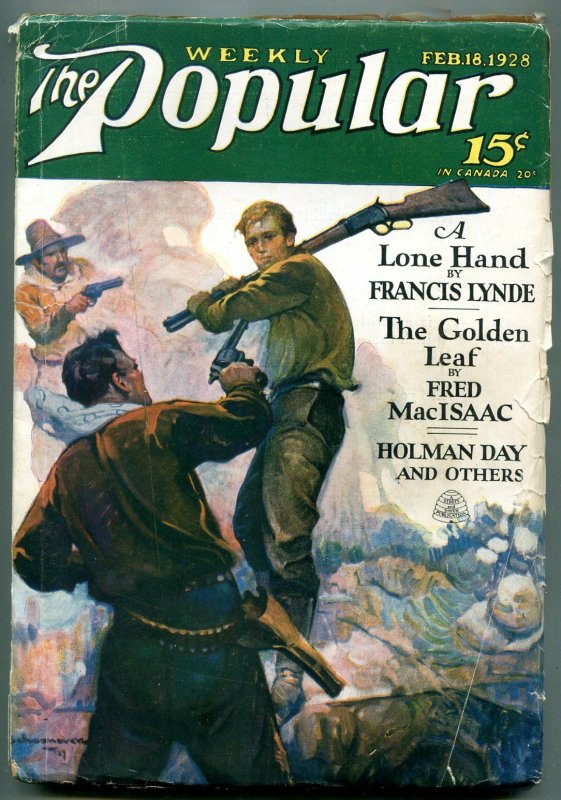 Popular Pulp Magazine February #18, raw comic book in VG+ condition — front cover
