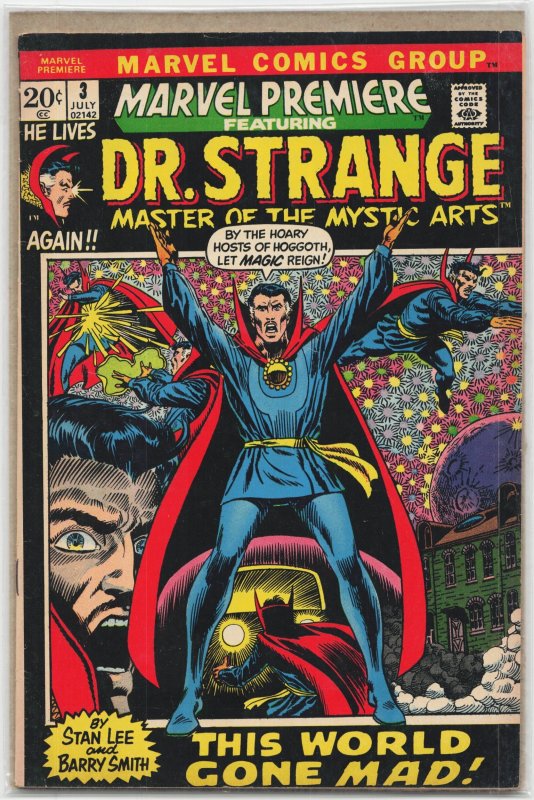 Marvel Premiere #3 (Marvel Comics, 1972), raw, ungraded comic book — front cover