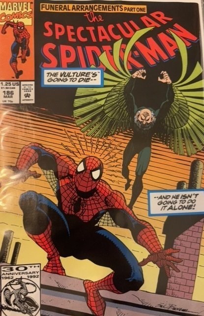 The Spectacular Spider-Man #186 (Marvel Comics, 1992), raw, ungraded comic book — front cover