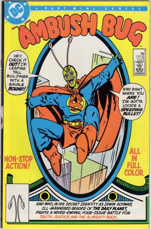 Ambush Bug #1 (DC Comics, 1985), raw comic book in NM- 9.2 condition — front cover