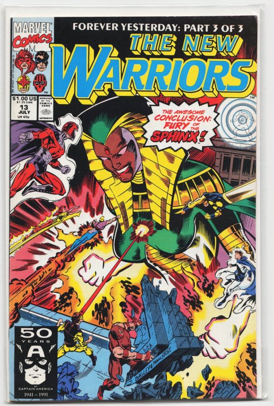 The New Warriors #13 (Marvel Comics, 1991), raw, ungraded comic book — front cover