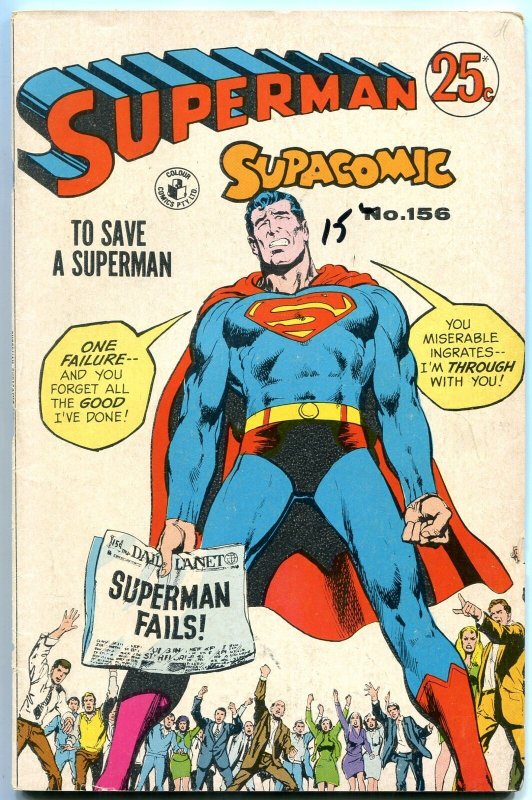 Superman Supacomic #156, raw comic book in VG condition — front cover