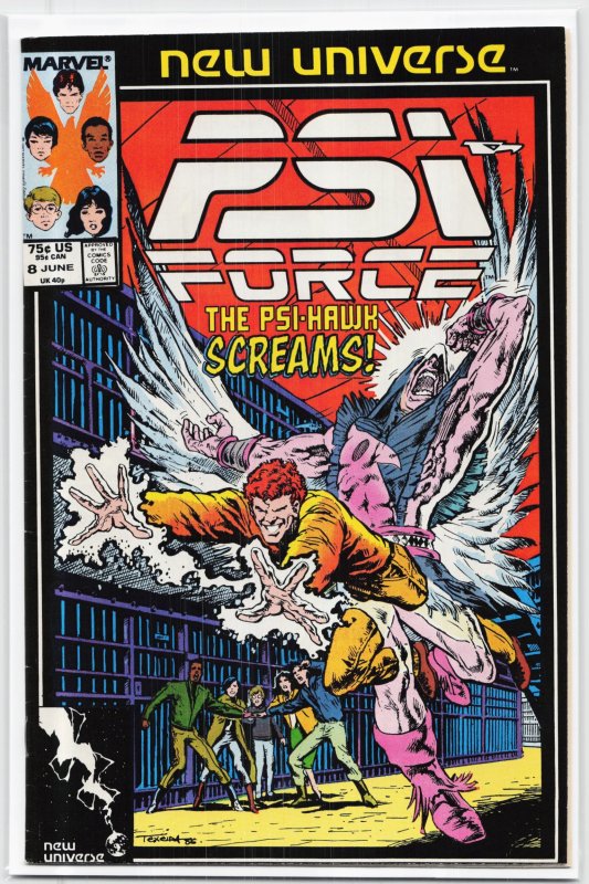 Psi-Force #8 (Marvel Comics, 1987), raw, ungraded comic book — front cover