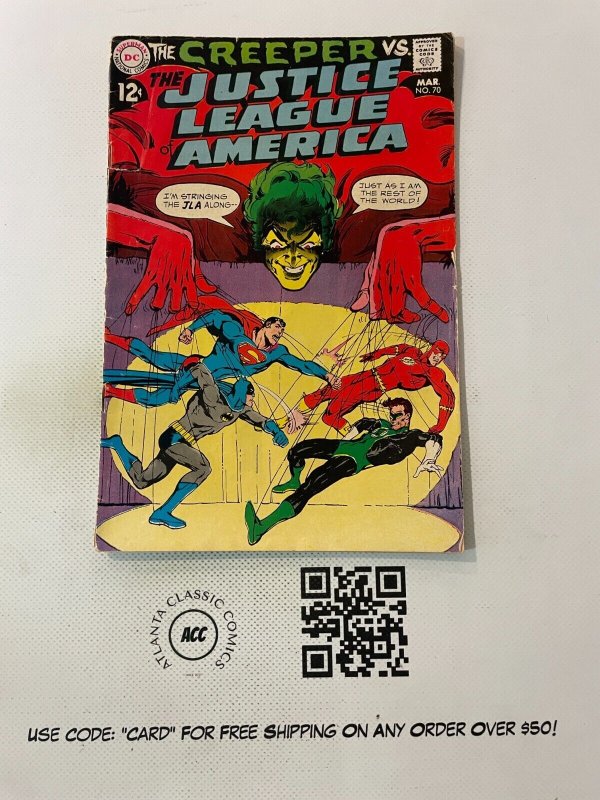Justice League of America #70 (DC Comics), raw comic book in FN condition — front cover
