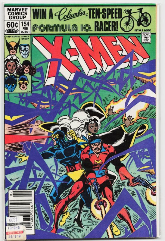The Uncanny X-Men #154 (Marvel Comics, 1982), raw, ungraded comic book — front cover
