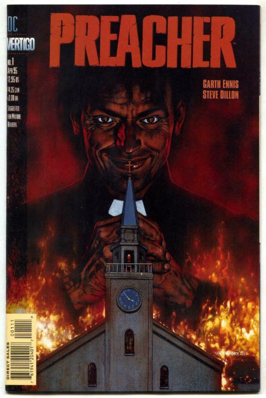 Preacher #1 (DC Comics, 1995), raw comic book in VF/NM condition — front cover