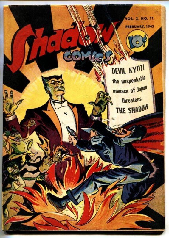 Shadow Comics V.2 #11-1943-Wwii Cover-Rare Golden-Age Comic Book (Street & Smith, 1943), raw, ungraded comic book — front cover