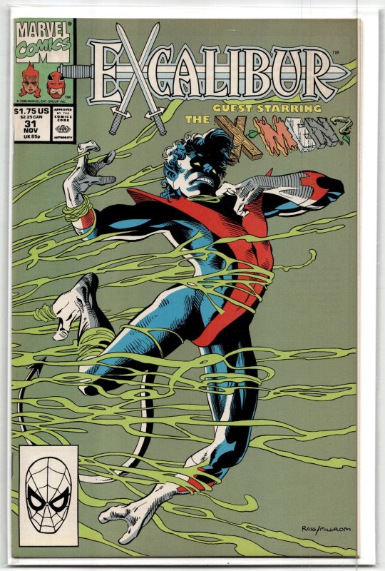 Excalibur #31 (Marvel Comics, 1990), raw, ungraded comic book — front cover