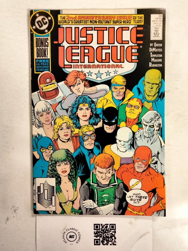 Justice League International #24 (DC Comics), raw comic book in NM condition — front cover