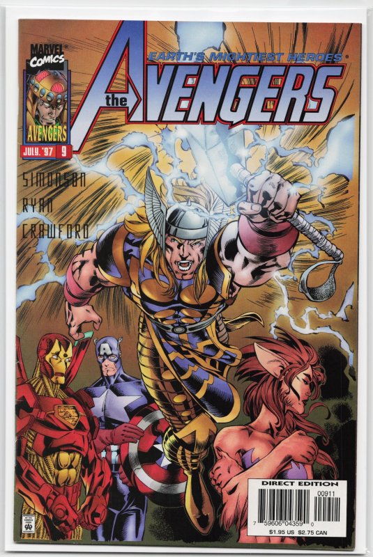 Avengers #9 (Marvel Comics, 1997), raw, ungraded comic book — front cover