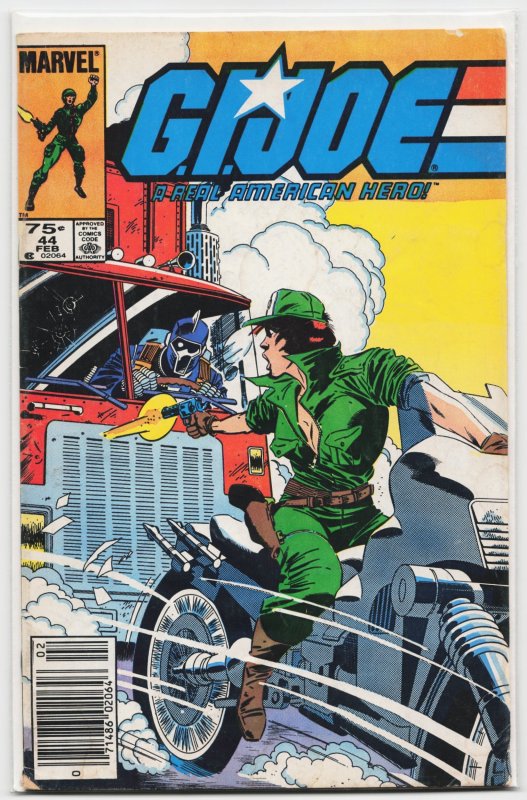 G.I. Joe: A Real American Hero #44 (Marvel Comics, 1986), raw, ungraded comic book — front cover