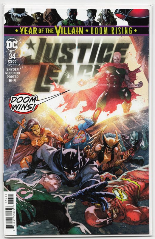 Justice League #34 (DC Comics, 2019), raw, ungraded comic book — front cover