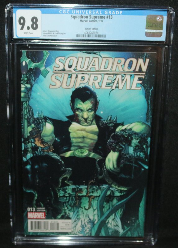 Squadron Supreme #13 (2017), CGC 9.8 graded comic book, Universal Blue label — front cover in its holder