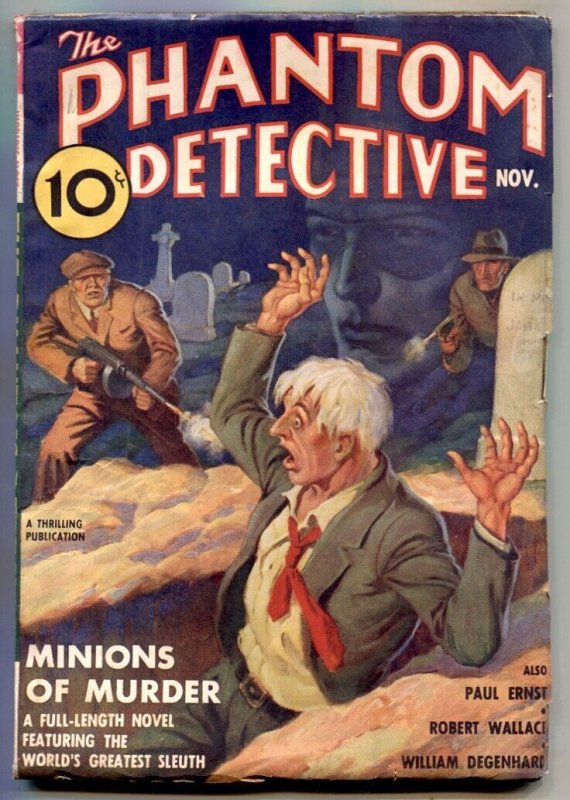 Pulp: Phantom Detective Pulp November 1937- Minions of Murder (1937), raw, ungraded comic book — front cover