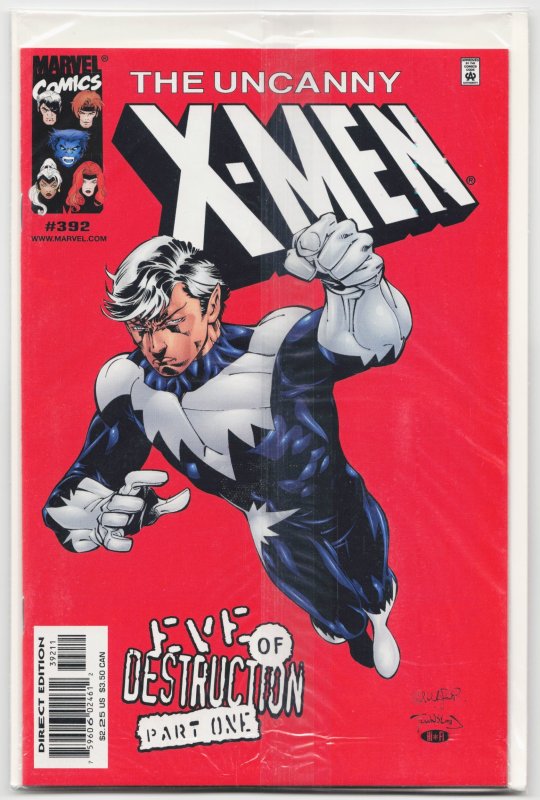 The Uncanny X-Men #392 (Marvel Comics, 2001), raw, ungraded comic book — front cover