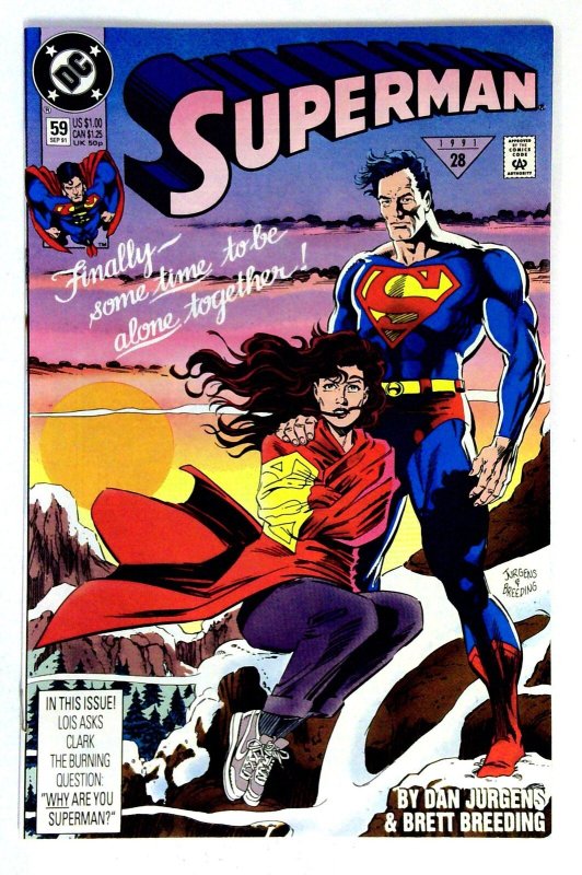 Superman #59 (DC Comics, 1991), raw comic book in VF/NM condition — front cover