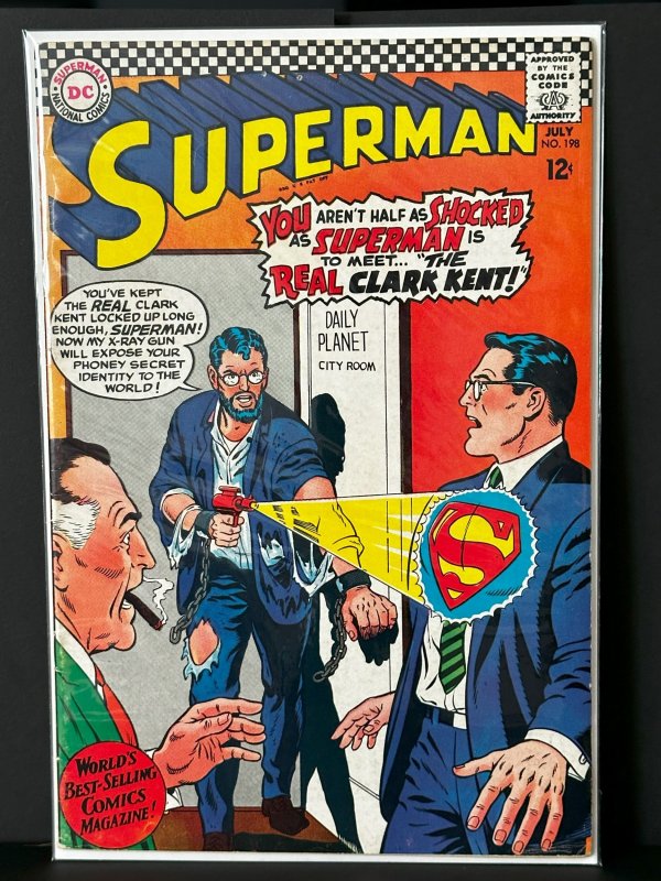 Superman #198 (DC Comics, 1967), raw, ungraded comic book — front cover