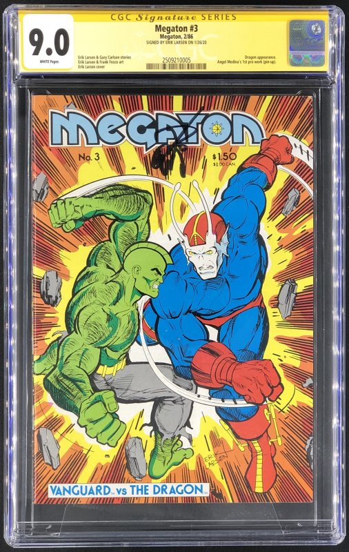 Megaton #3 (1986), CGC 9.0 graded comic book, Signature Series label — front cover in its holder