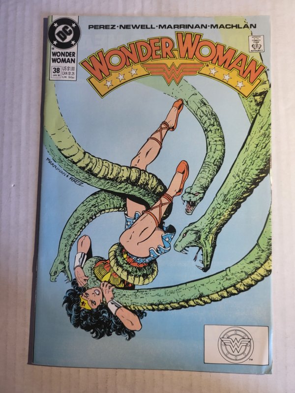 Wonder Woman #38 (DC Comics, 1990), raw, ungraded comic book — front cover