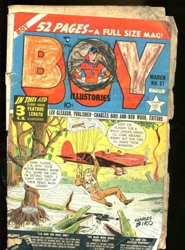 Boy Comics #51 (1950), raw comic book in FR condition — front cover
