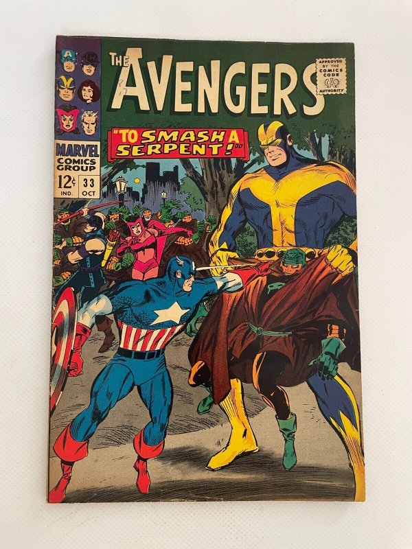 Avengers #33 (Marvel Comics, 1966), raw comic book in VF/NM condition — front cover