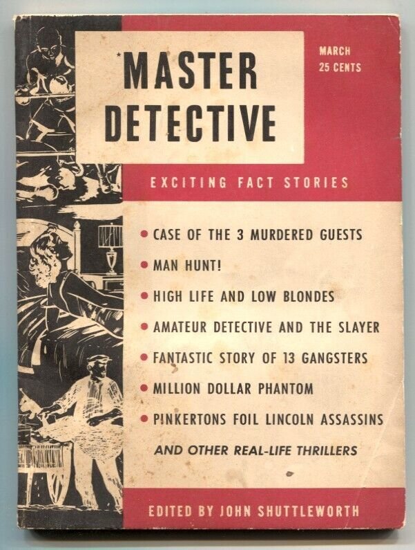 Pulp: Master Detective March 1951- Pinkertons- Lincoln Assassins (1951), raw, ungraded comic book — front cover